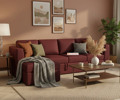 Oliver 3 Seater Sofa cum Bed - LHS Red Wine