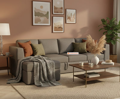 Oliver 3 Seater Sofa cum Bed - LHS trout grey