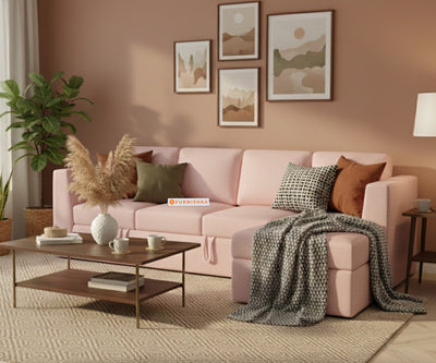 Oliver 3 Seater Sofa cum Bed - RHS Flamingo Pink