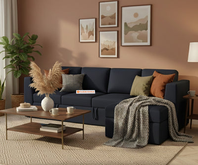 Oliver 3 Seater Sofa cum Bed - RHS Persian Blue
