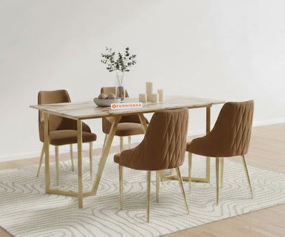 Olzaa 4 Seater Dining Set With Australian Onyx Top - With Nyla Chair - Furnishka 