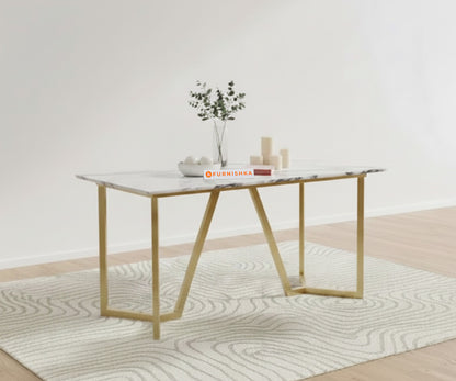 Olzaa 4-Seater Dining Set with White Engineered Marble Table Top And  Nyla Chairs - Furnishka 