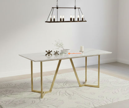 Olzaa 4 Seater Dining Sets with Indian Banswara Marble Top And Nyla Chairs - Furnishka