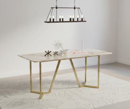 Olzaa 4 Seater Dining Table with Australian Onyx Marble Top - Furnishka 