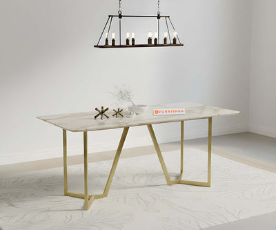 Olzaa 4-Seater Dining Table with Rosalia goldMarble Table Top