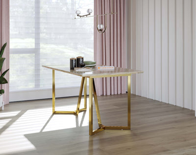 Olzaa 4 Seater Marble Top Dining Table with Australian Onyx