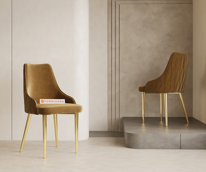 Olzaa 6-Seater Dining Set with ROSALIA GOLD Marble Top and Nyla Chairs - Furnishka 