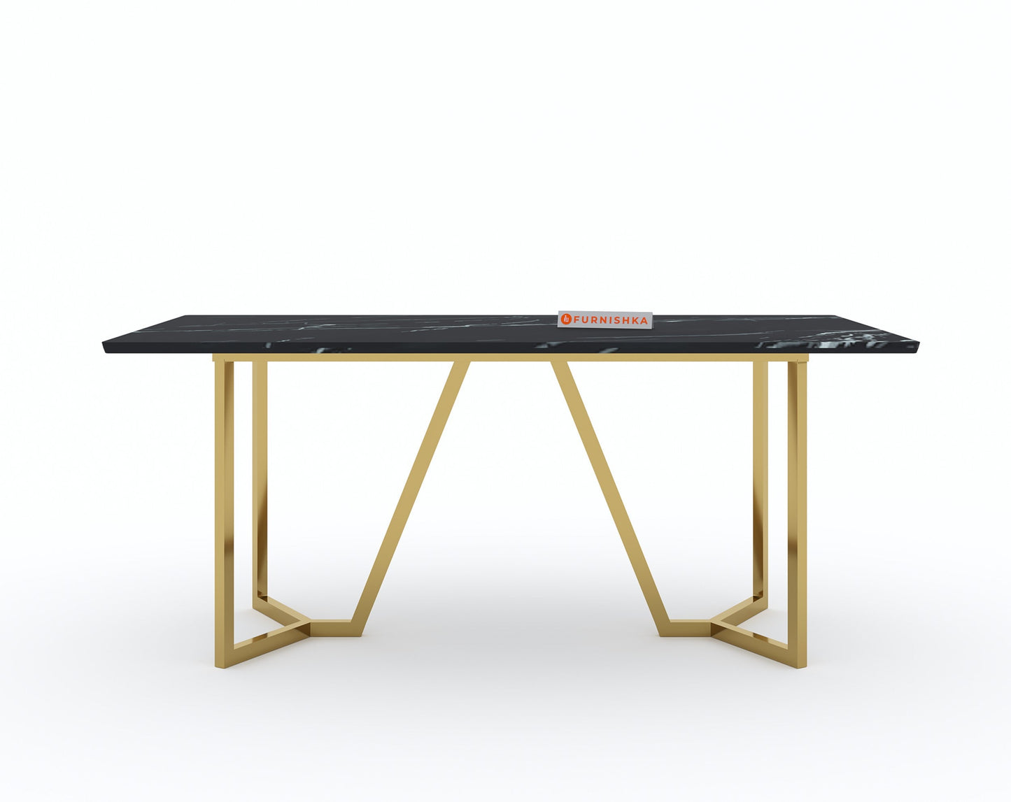 Olzaa 6 Seater Dining Sets with Black Engineered Marble Top - Furnishka 