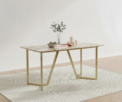 Olzaa 6 Seater Dining Table with Australian Onyx Marble Top - Furnishka 