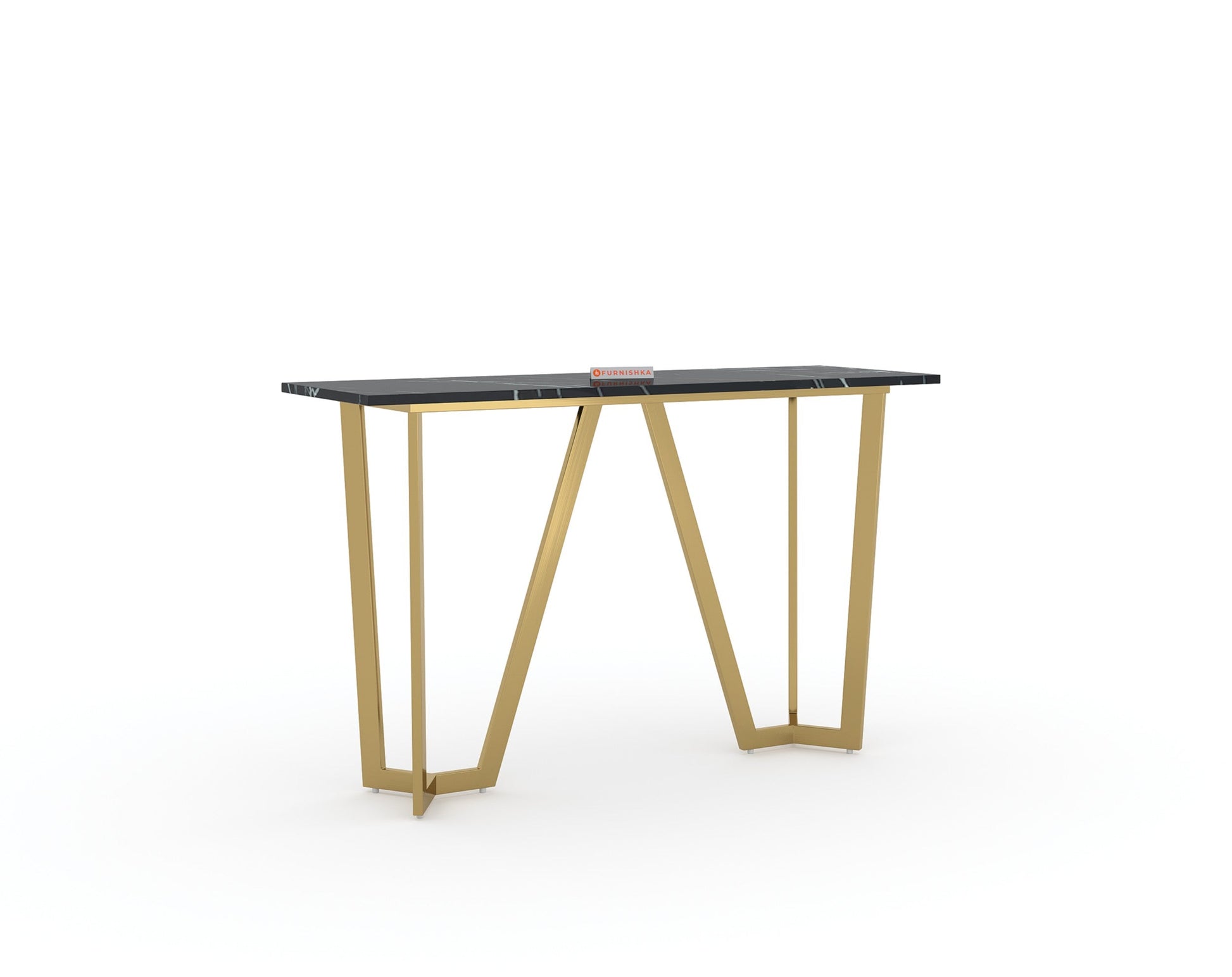 Olzaa Console Table with Black Engineered Marble Top - Furnishka 