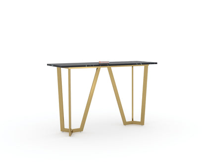 Olzaa Console Table with Black Engineered Marble Top - Furnishka 