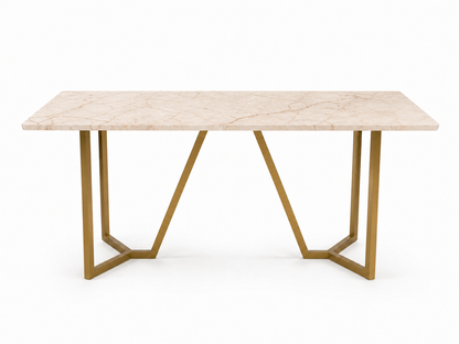 Olzaa Dining Table 6 Seater PVD Gold Base - Furnishka