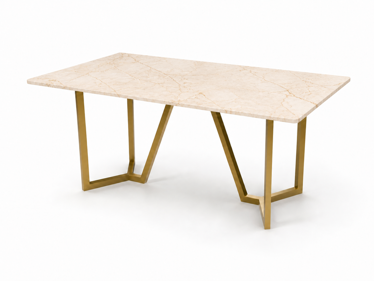 Olzaa Dining Table 6 Seater PVD Gold Base - Furnishka