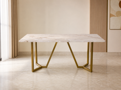 Olzaa Dining Table 6 Seater PVD Gold Base