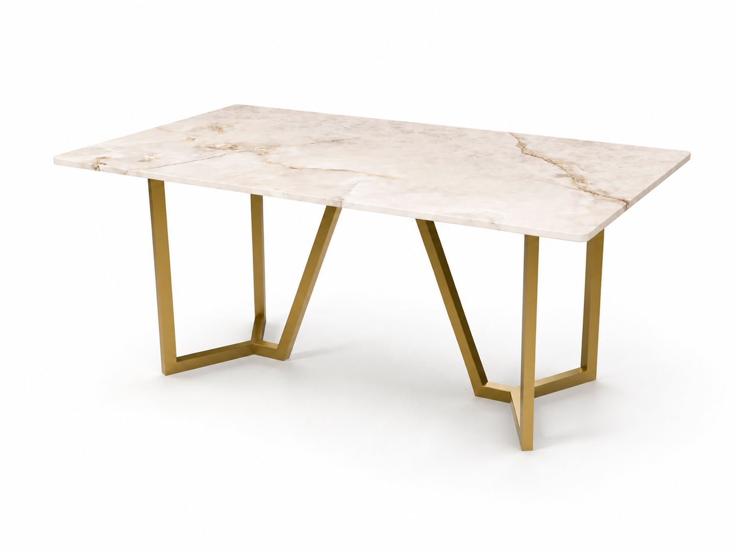 Olzaa Dining Table 6 Seater PVD Gold Base - Furnishka
