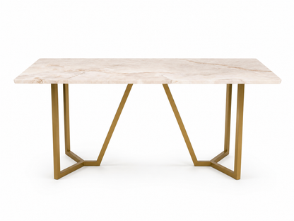 Olzaa Dining Table 6 Seater PVD Gold Base - Furnishka