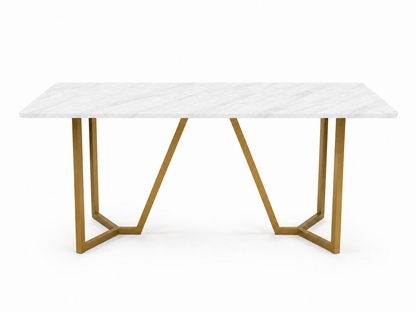 Olzaa Dining Table 6 Seater PVD Gold Base - Furnishka 