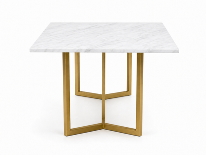 Olzaa Dining Table 6 Seater PVD Gold Base - Furnishka 
