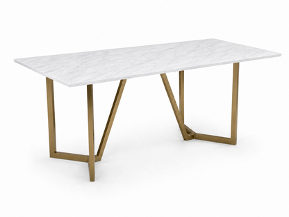 Olzaa Dining Table 6 Seater PVD Gold Base - Furnishka 