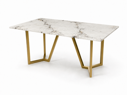 Olzaa Dining Table 6 Seater PVD Gold Base - Furnishka