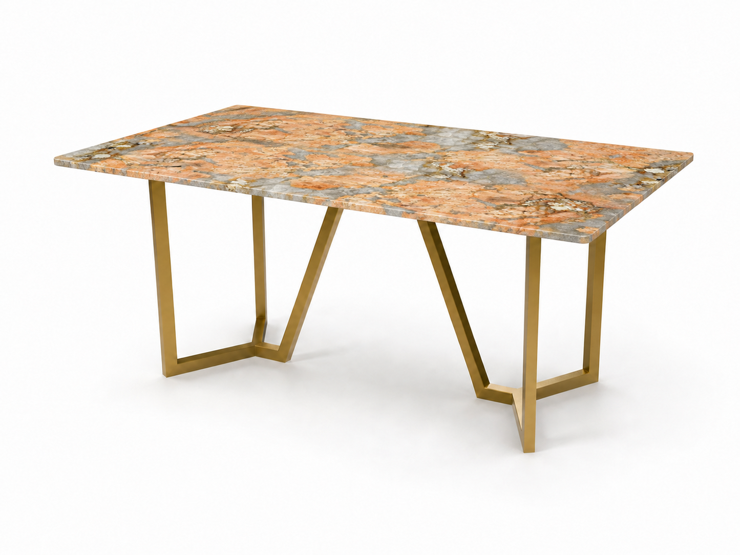 Olzaa Dining Table 6 Seater PVD Gold Base - Furnishka