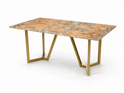 Olzaa Dining Table 6 Seater PVD Gold Base - Furnishka