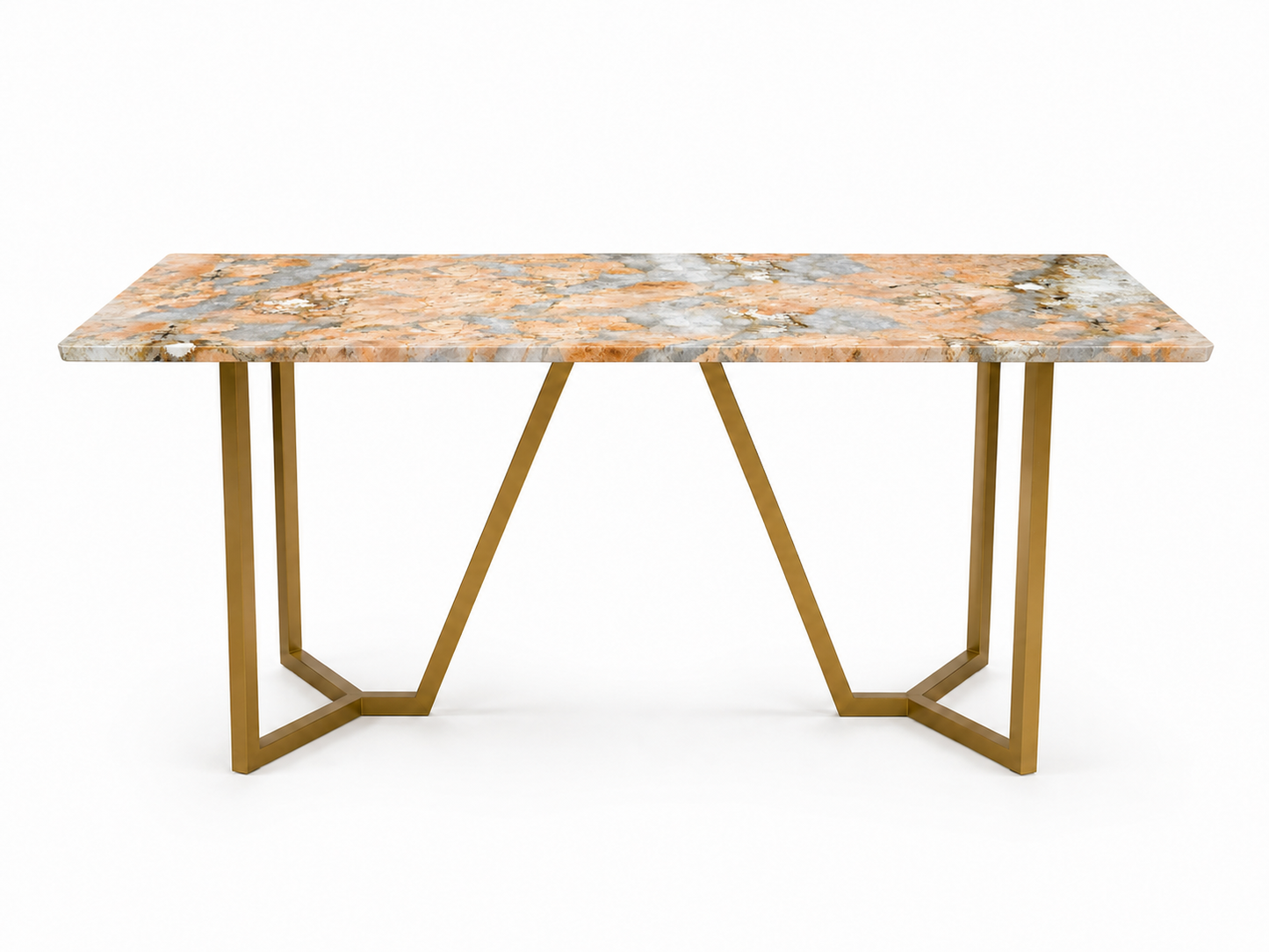 Olzaa Dining Table 6 Seater PVD Gold Base - Furnishka