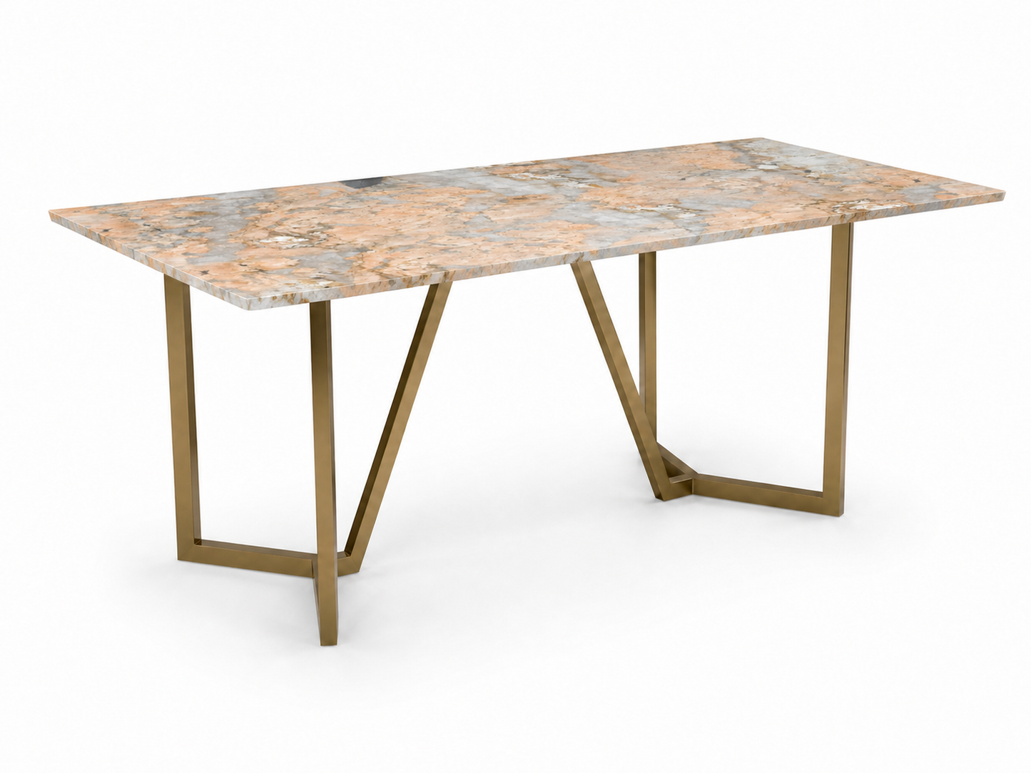 Olzaa Dining Table 6 Seater PVD Gold Base - Furnishka