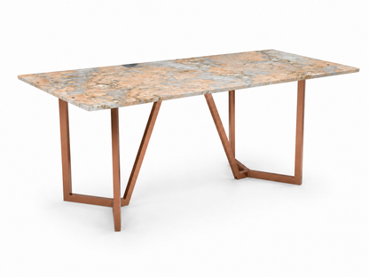 Olzaa Dining Table 6 Seater Rose Gold Base - Furnishka