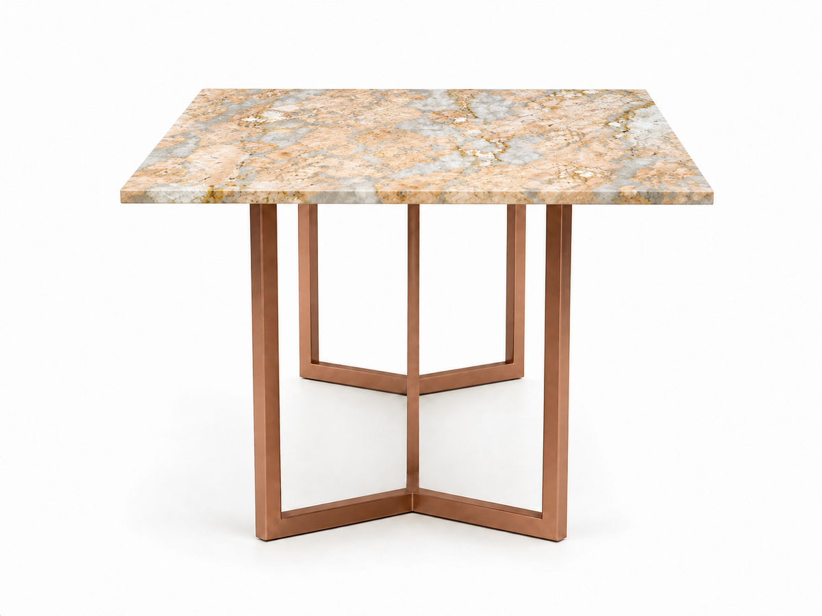Olzaa Dining Table 6 Seater Rose Gold Base - Furnishka