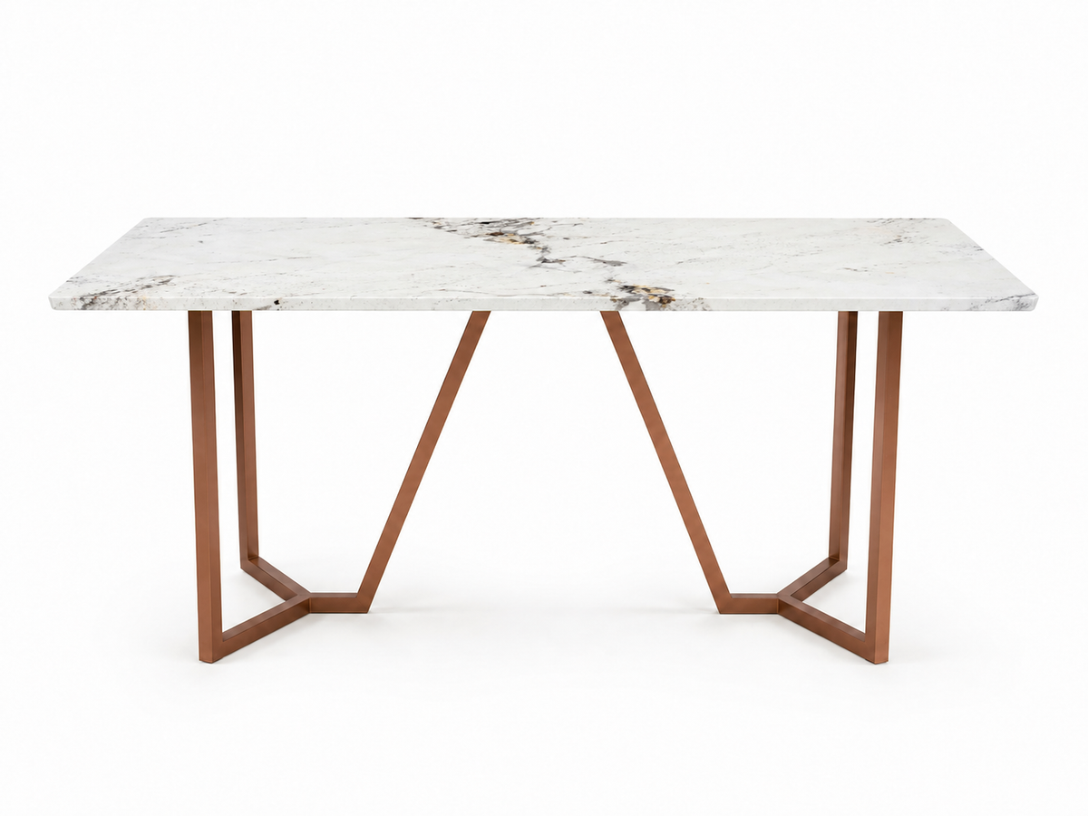 Olzaa Dining Table 6 Seater Rose Gold Base - Furnishka