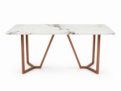 Olzaa Dining Table 6 Seater Rose Gold Base - Furnishka