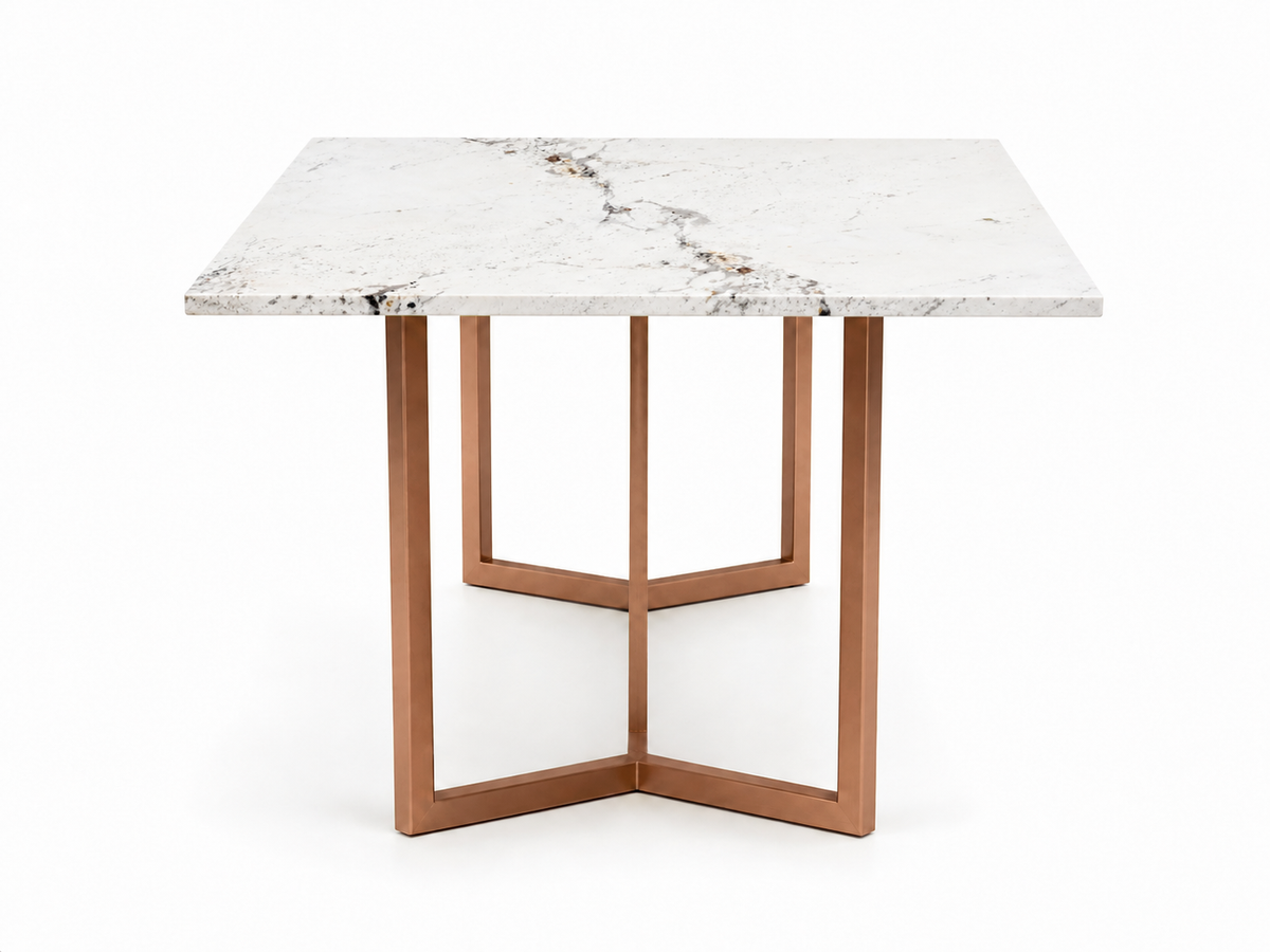 Olzaa Dining Table 6 Seater Rose Gold Base - Furnishka