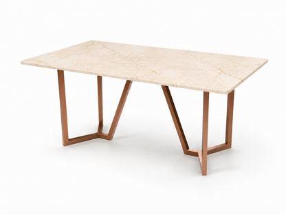 Olzaa Dining Table 6 Seater Rose Gold Base - Furnishka