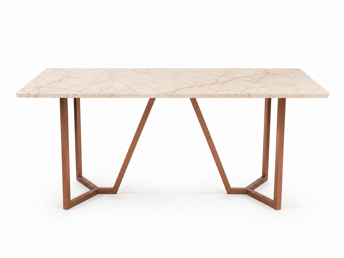 Olzaa Dining Table 6 Seater Rose Gold Base - Furnishka