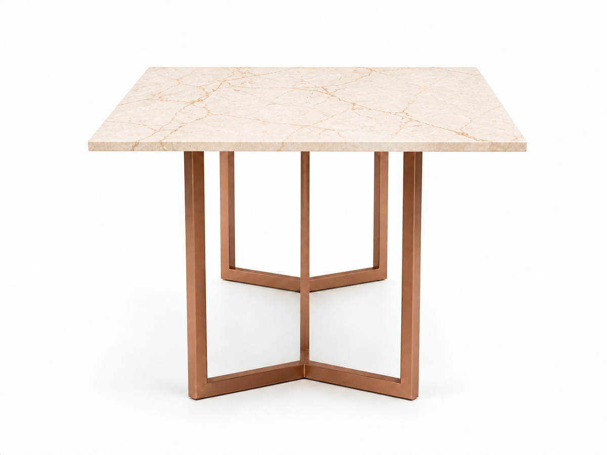 Olzaa Dining Table 6 Seater Rose Gold Base - Furnishka