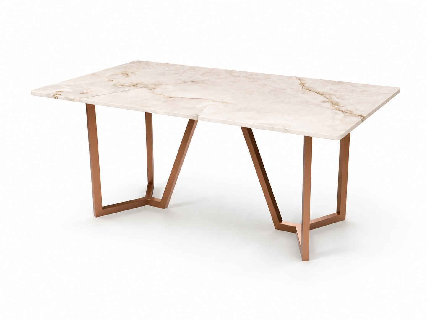 Olzaa Dining Table 6 Seater Rose Gold Base - Furnishka
