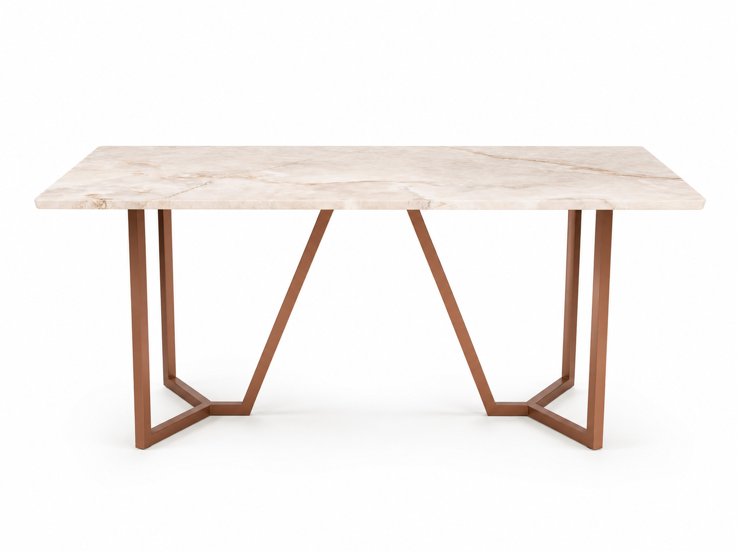 Olzaa Dining Table 6 Seater Rose Gold Base - Furnishka