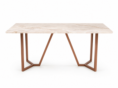 Olzaa Dining Table 6 Seater Rose Gold Base - Furnishka