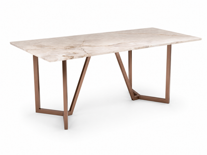 Olzaa Dining Table 6 Seater Rose Gold Base - Furnishka