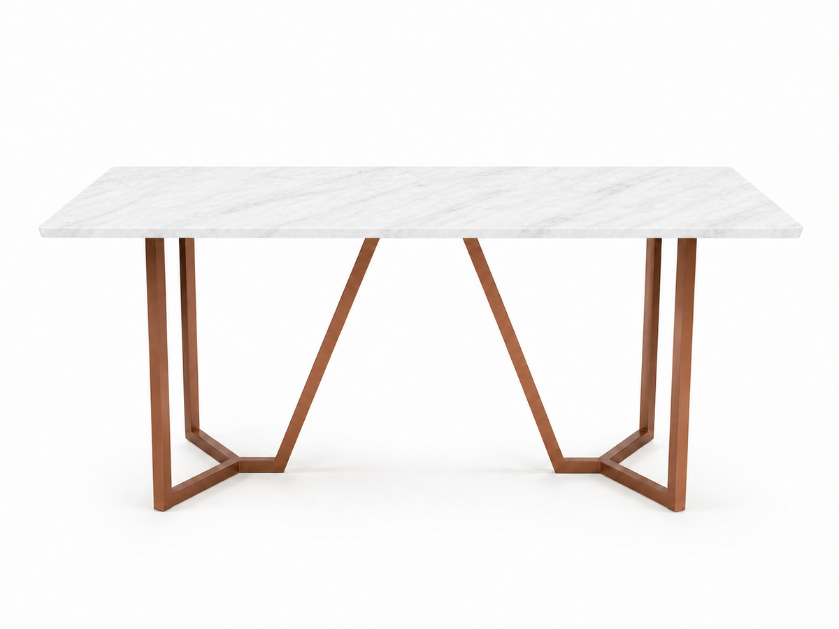 Olzaa Dining Table 6 Seater Rose Gold Base - Furnishka