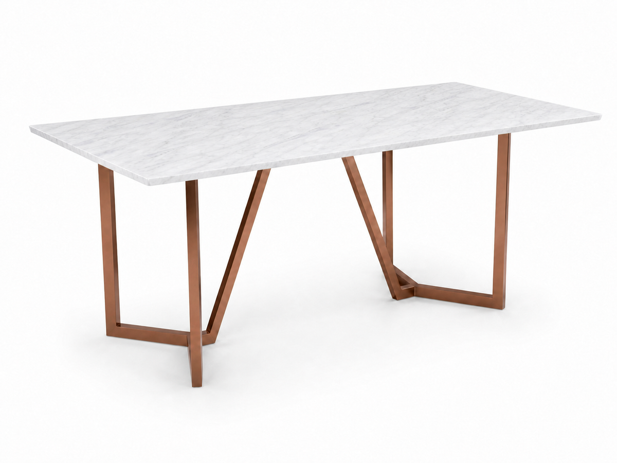 Olzaa Dining Table 6 Seater Rose Gold Base - Furnishka