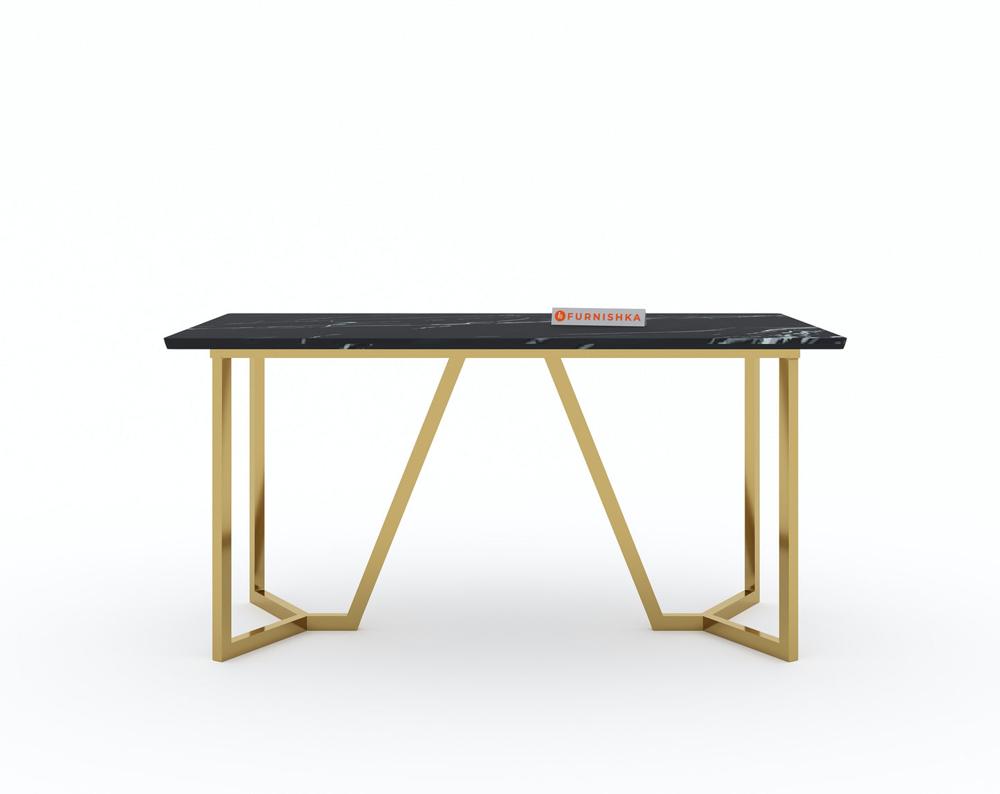 Olzaa Dining Table with Black Engineered Marble Top - 4 Seater - Furnishka 