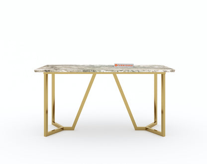 Olzaa Dining Table with Green Choco Marble Top - 4 Seater - Furnishka 