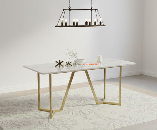 Olzaa Dining Table with Indian Banswara Marble Top - 4 Seater - Furnishka 