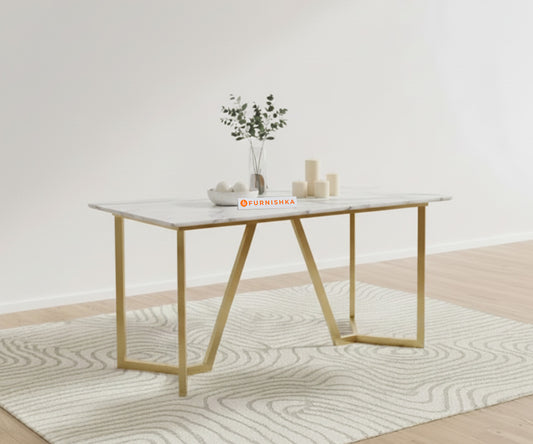 Olzaa Dining Table with Indian Banswara Marble Top - 4 Seater - Furnishka 