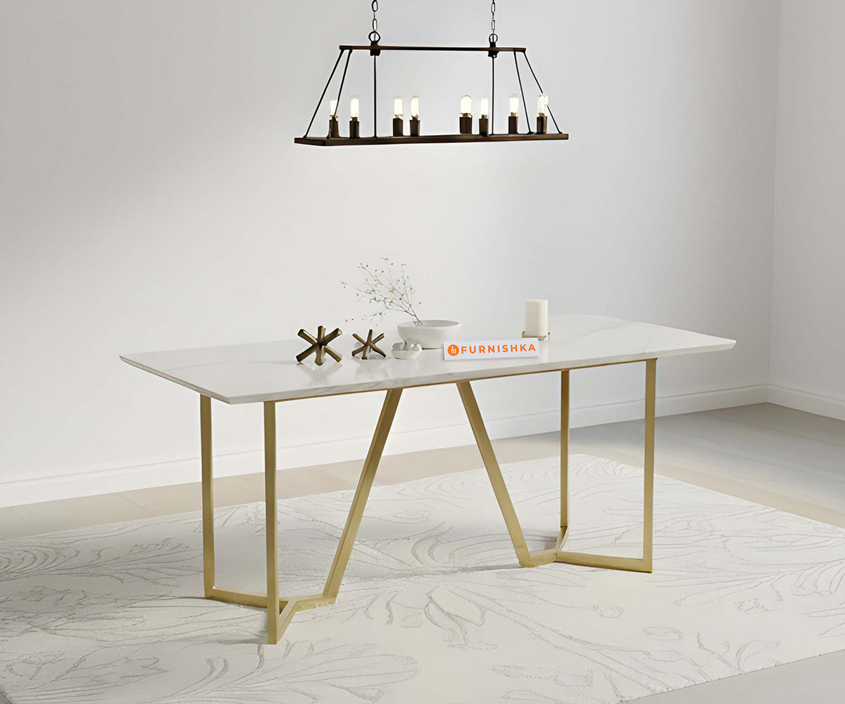 Olzaa Dining Table with Indian Banswara Marble Top - 4 Seater - Furnishka