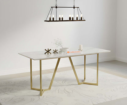 Olzaa Dining Table with Indian Banswara Marble Top - 4 Seater - Furnishka