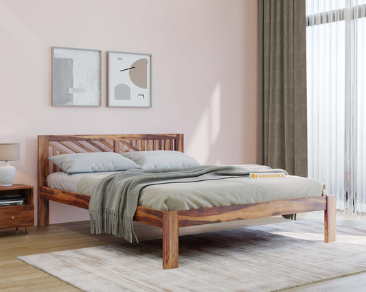Oriel Bed in Sheesham wood King Size - Non Storage - Furnishka