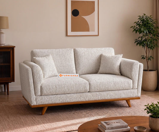 Oslo 2 Seater Fabric Sofa With Bone White - Furnishka